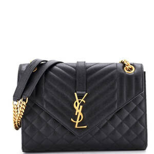 Saint Laurent Medium Classic Monogram Envelope Satchel Mixed Matelasse Leather